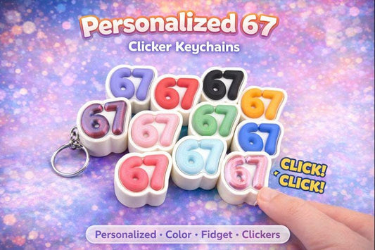 Custom " 67 " Six - Seven Clicker Keychain – Personalized Color Fidget Clicker | Viral Desk Toy