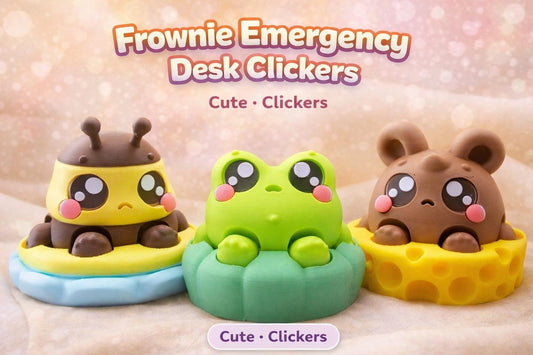 Frownie Emergency Desk Clickers – Bee, Frog, or Mouse – 3D Printed Fidget Toy