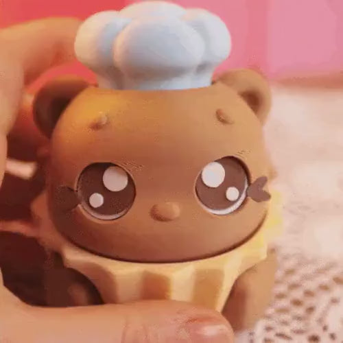 Cupcake Animal Clicker – 3D Printed Fidget Toy (Bear, Bunny, Dog, or Pig)